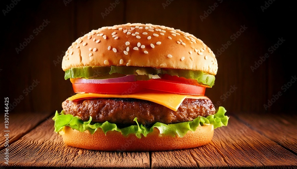 hamburger on color background