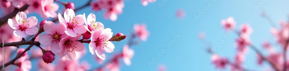 Plum blossoms dance in the breeze against a blue sky, spring, nature, garden Plum blossoms dance in the breeze against a blue sky, spring, nature, garden