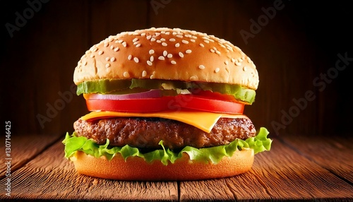 Obraz na płótnie hamburger on color background w salonie