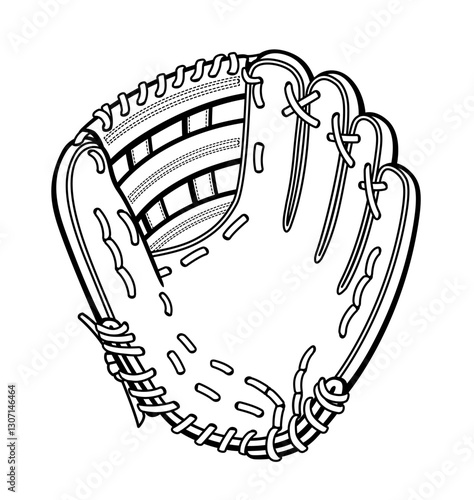 simple classic leather baseball softball glove mitt cartoon vector isolated on transparent background