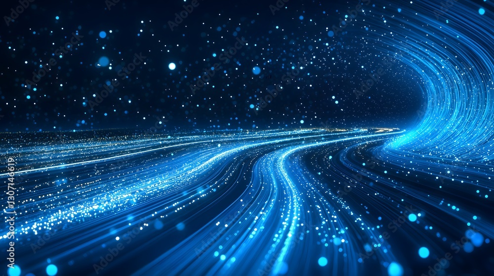 Obraz premium Abstract blue light trails and bokeh