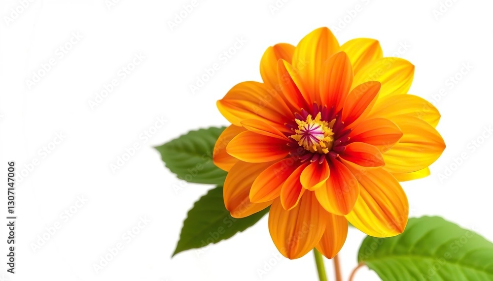 Fototapeta premium A single, vibrant bloom isolated against a pure white backdrop, freshness, beautiful