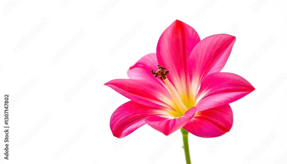 A single vibrant bloom, petals unfurled, against pure white, isolated, botanical A single vibrant bloom, petals unfurled, against pure white, isolated, botanical