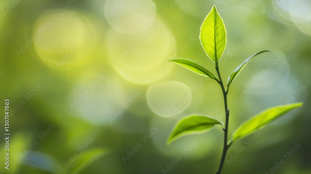 Fresh Green Leaf on Stem with Blurred Background of Nature Fresh Green Leaf on Stem with Blurred Background of Nature