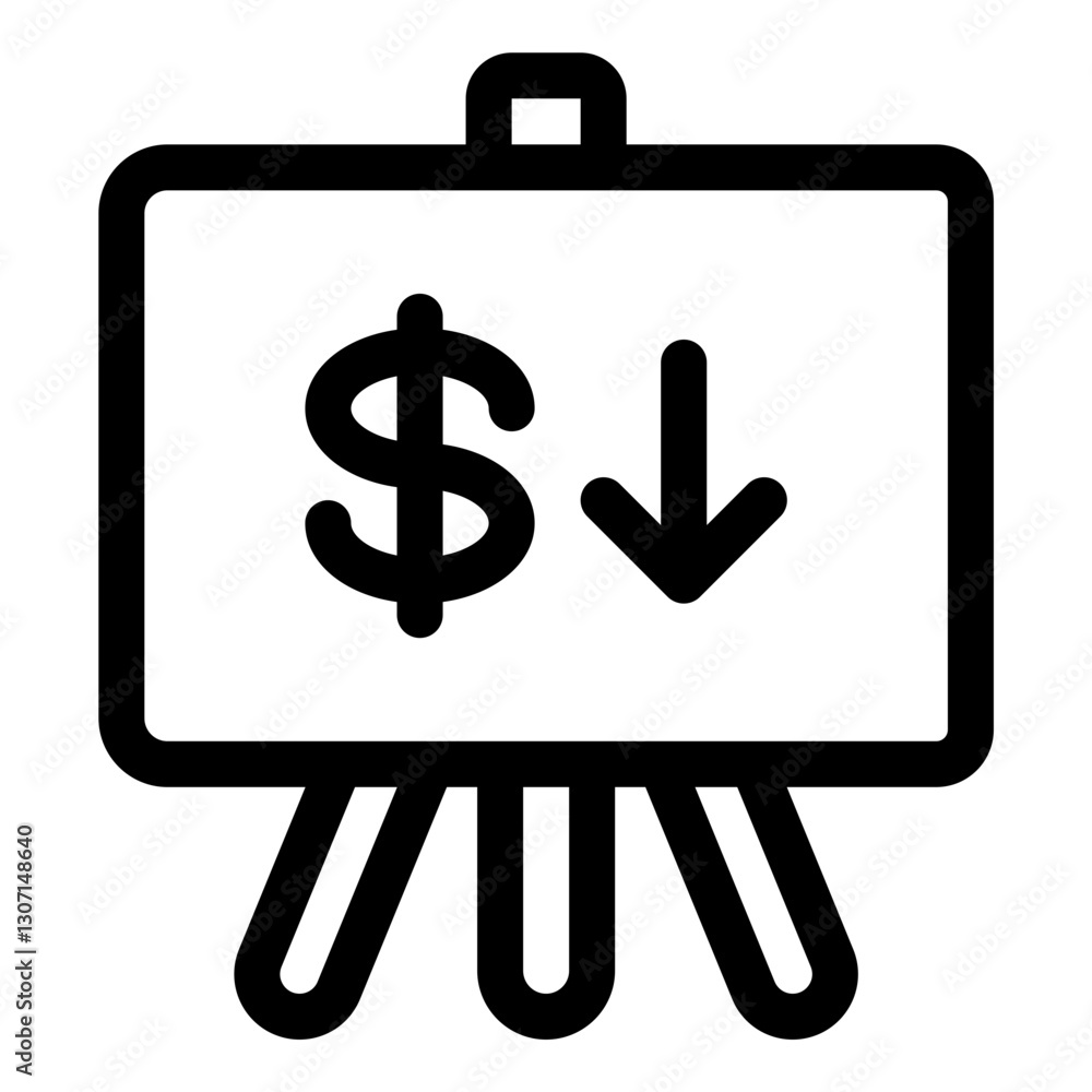 presentation with money down icon presentation with money down icon