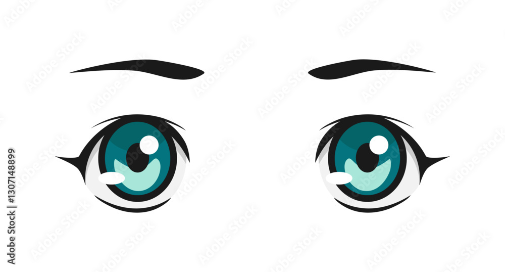 Blue childish anime eyes isolated on white background. Beautiful cartoon manga anime eyes. Vector illustration Blue childish anime eyes isolated on white background. Beautiful cartoon manga anime eyes. Vector illustration