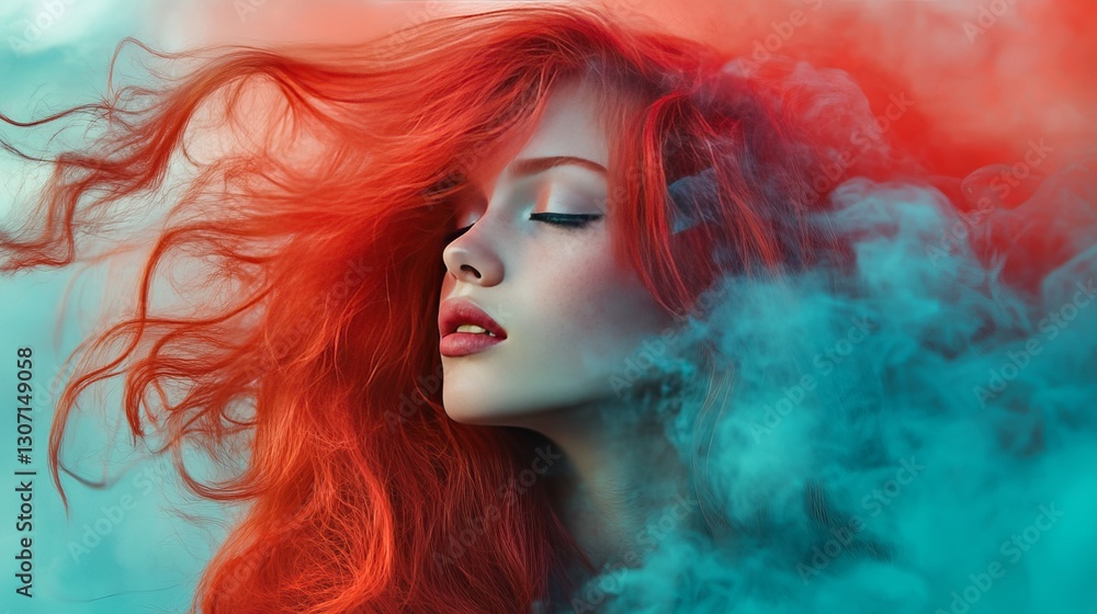 Crimson and bright cyan mist, bold and vibrant with cloud-like texture and smooth blending Crimson and bright cyan mist, bold and vibrant with cloud-like texture and smooth blending