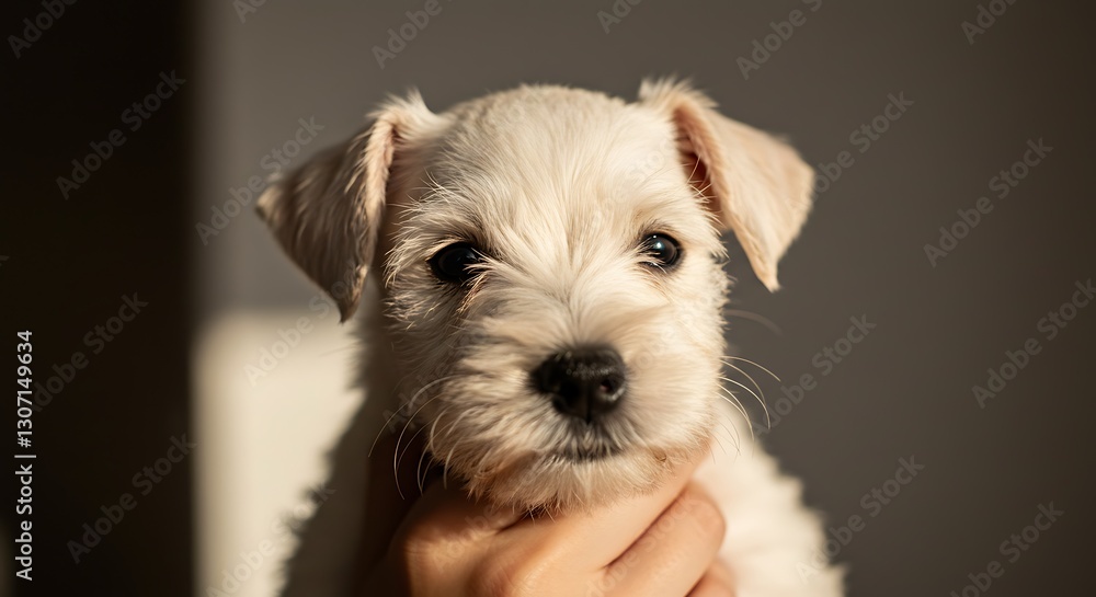 Fluffy Miniature Schnauzer Puppy Portrait - Innocent gaze - Pet-related blog or greeting card Fluffy Miniature Schnauzer Puppy Portrait - Innocent gaze - Pet-related blog or greeting card