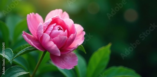 Wallpaper Mural Dew-kissed peony bloom against soft green leaves, flower, petal, leaf Torontodigital.ca