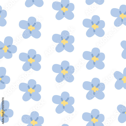 Cute, spring, cozy blue floral pattern