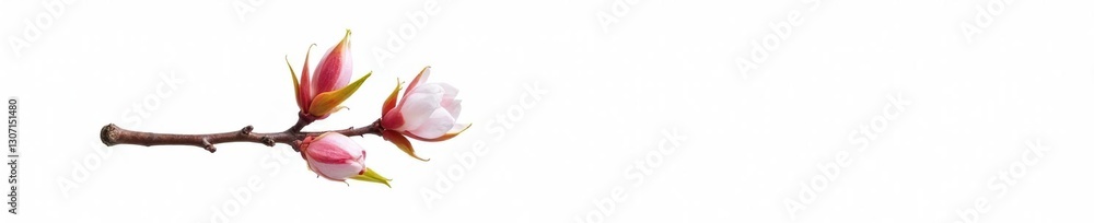 Fototapeta premium Single branch isolated on white background with subtle texture, closeup, elegant, branch