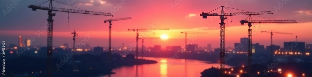Soft focus captures serenity of cranes at dusk,, cranes Soft focus captures serenity of cranes at dusk,, cranes
