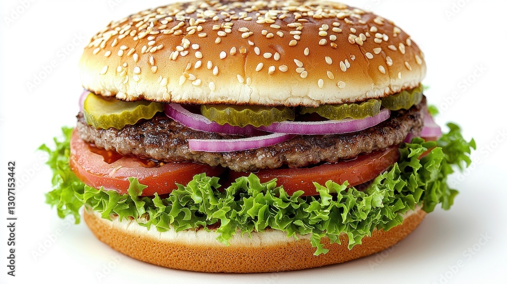 Freshly Made Burger on White Background Freshly Made Burger on White Background