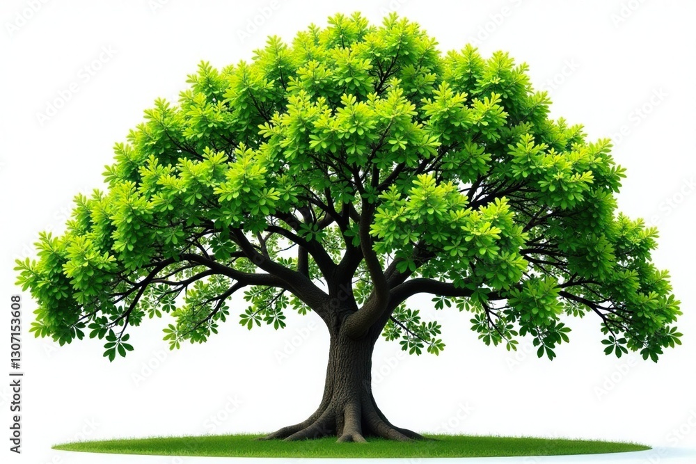Foliage of a large oak tree branches isolated white, leafy, forest, acorn Foliage of a large oak tree branches isolated white, leafy, forest, acorn