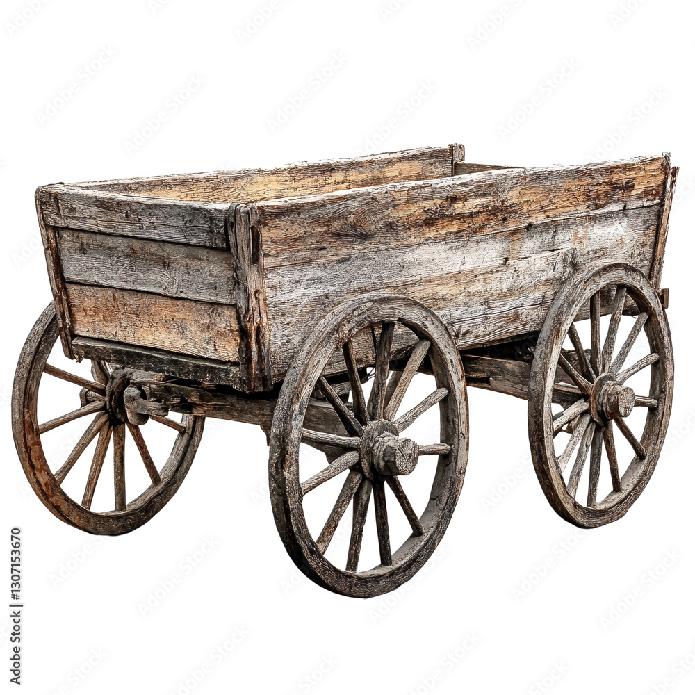 Fototapeta premium An old wooden cart with two wheels.