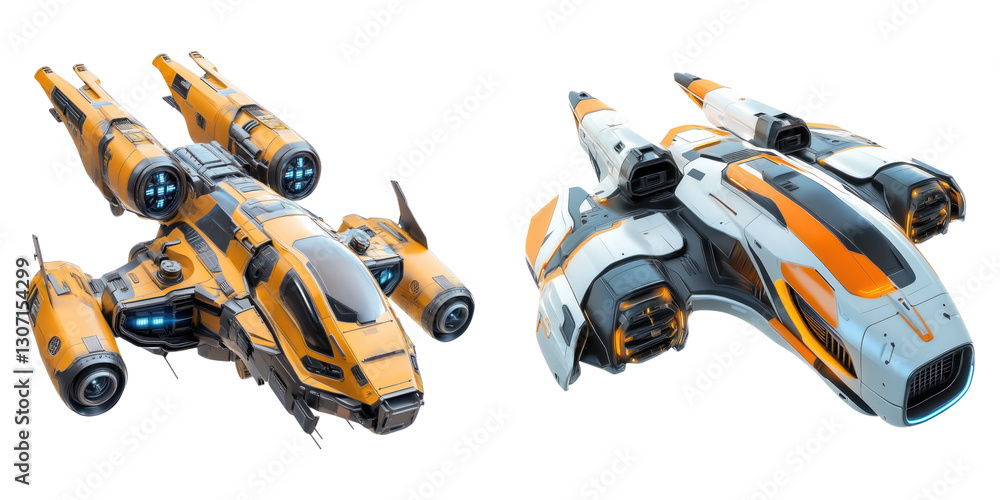 Futuristic flying cargo vehicles with sleek design and vibrant colors Futuristic flying cargo vehicles with sleek design and vibrant colors