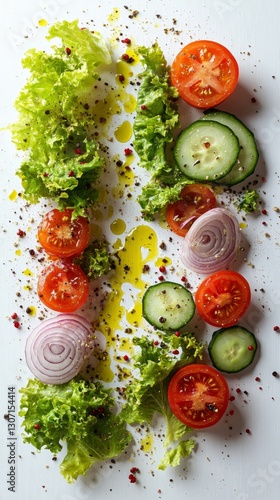 Vibrant Fresh Salad with Tomatoes, Cucumbers, and Red Onion