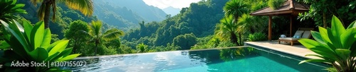 Wallpaper Mural Lush vegetation meets infinity pool in Bali's jungle, foliage, pool Torontodigital.ca
