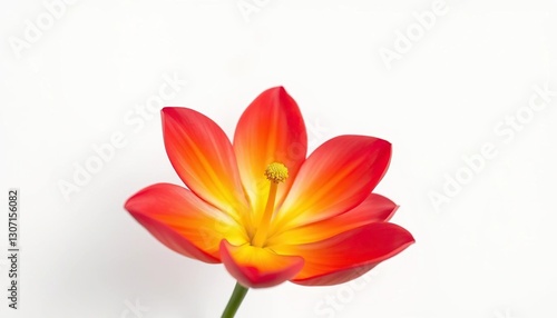 A single, vibrant bloom, petals perfectly formed, set against a pure white backdrop, element, beauty