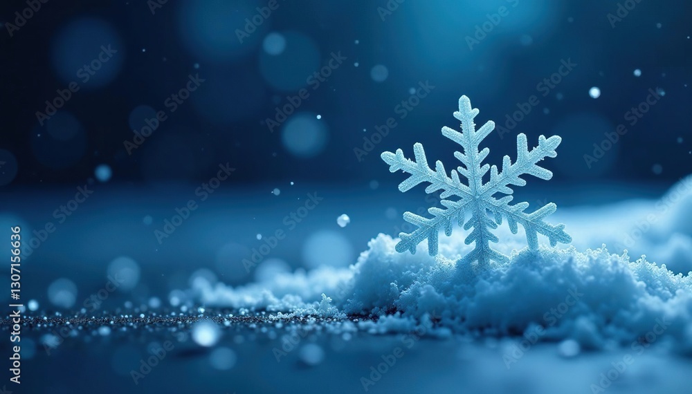 Snowflake falls onto dark surface with soft blue light, snowflakes blue background noise texture, icy, frosty Snowflake falls onto dark surface with soft blue light, snowflakes blue background noise texture, icy, frosty