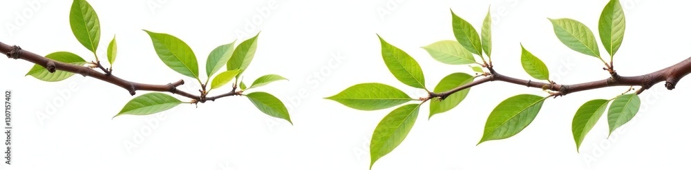 Brown and green isolated branches against white, natural, branch Brown and green isolated branches against white, natural, branch