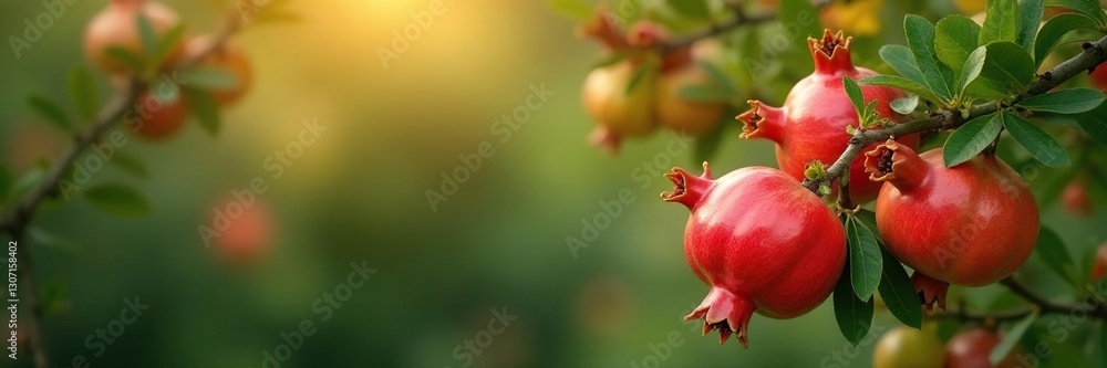 Pomegranate tree in full bloom with red orange flowers, garden, flower, blossoms Pomegranate tree in full bloom with red orange flowers, garden, flower, blossoms
