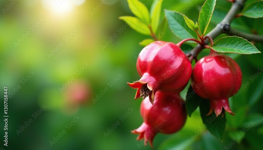 Pomegranate tree in bloom with clusters of flowers, flowers, clusters Pomegranate tree in bloom with clusters of flowers, flowers, clusters