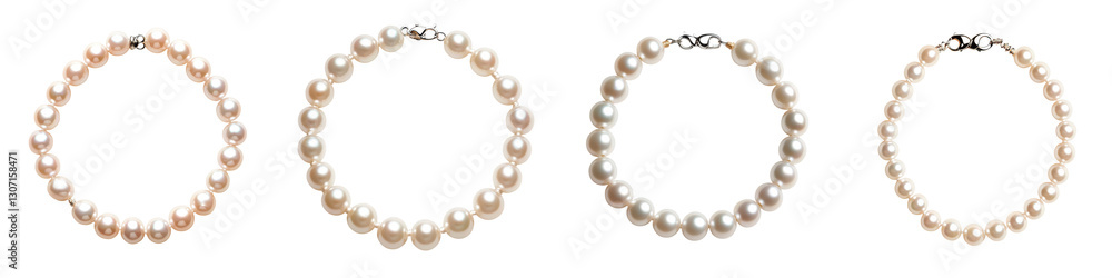 An exquisite display of various high end necklaces and bracelets adorned with an array of lustrous pearls shimmering gemstones and other precious embellishments An exquisite display of various high end necklaces and bracelets adorned with an array of lustrous pearls shimmering gemstones and other precious embellishments