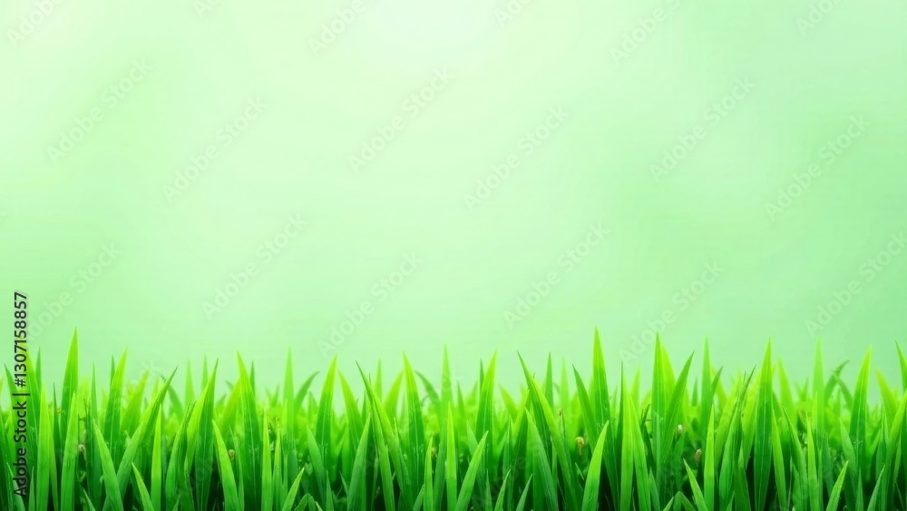 Obraz premium Vibrant Green Grass Blades Against a Soft, Light Green Background, Perfect for Spring or Summer Themes and Nature-Inspired Designs