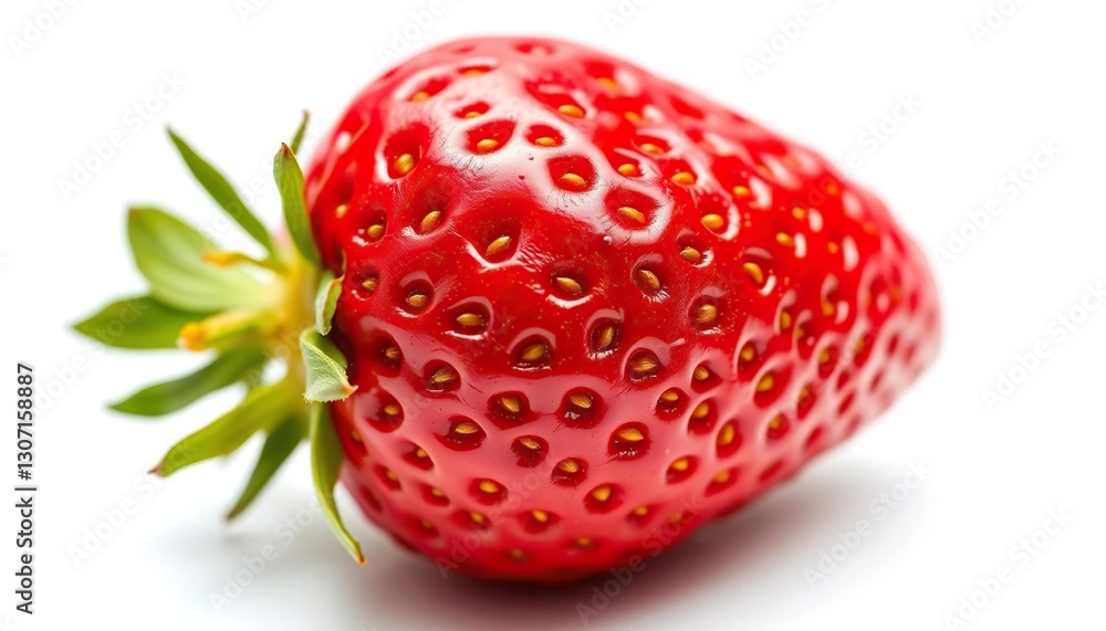 Single ripe strawberry, vibrant red, glossy skin, isolated, photography, summer Single ripe strawberry, vibrant red, glossy skin, isolated, photography, summer