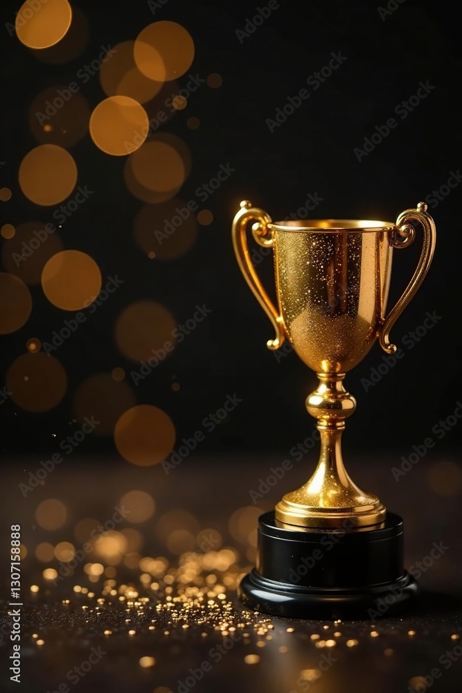Luxurious gold bokeh with glittering awards on a dark background, shine, dark, glamorous Luxurious gold bokeh with glittering awards on a dark background, shine, dark, glamorous