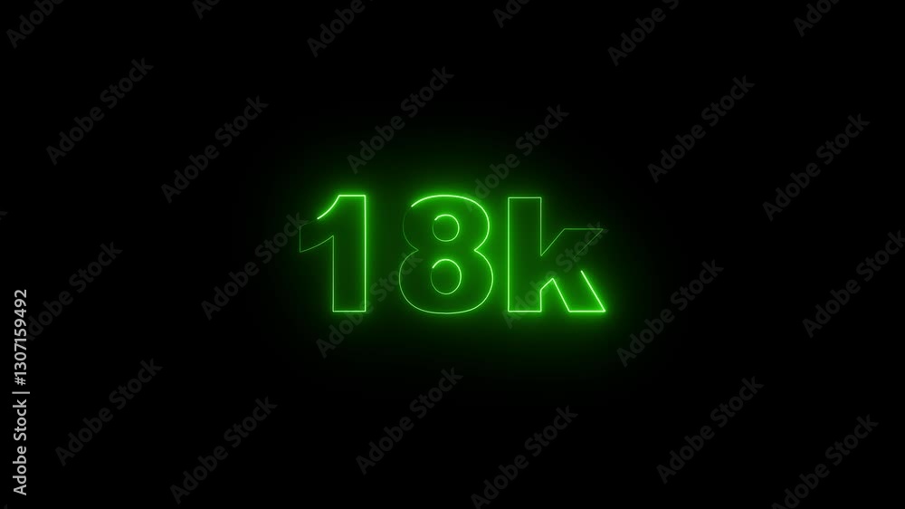 Neon glowing line 18k Ultra HD icon animation on black background. 4K Video motion 18K followers. Neon-colored 18K video regulation concept and 18k like. Neon glowing line 18k Ultra HD icon animation on black background. 4K Video motion 18K followers. Neon-colored 18K video regulation concept and 18k like.
