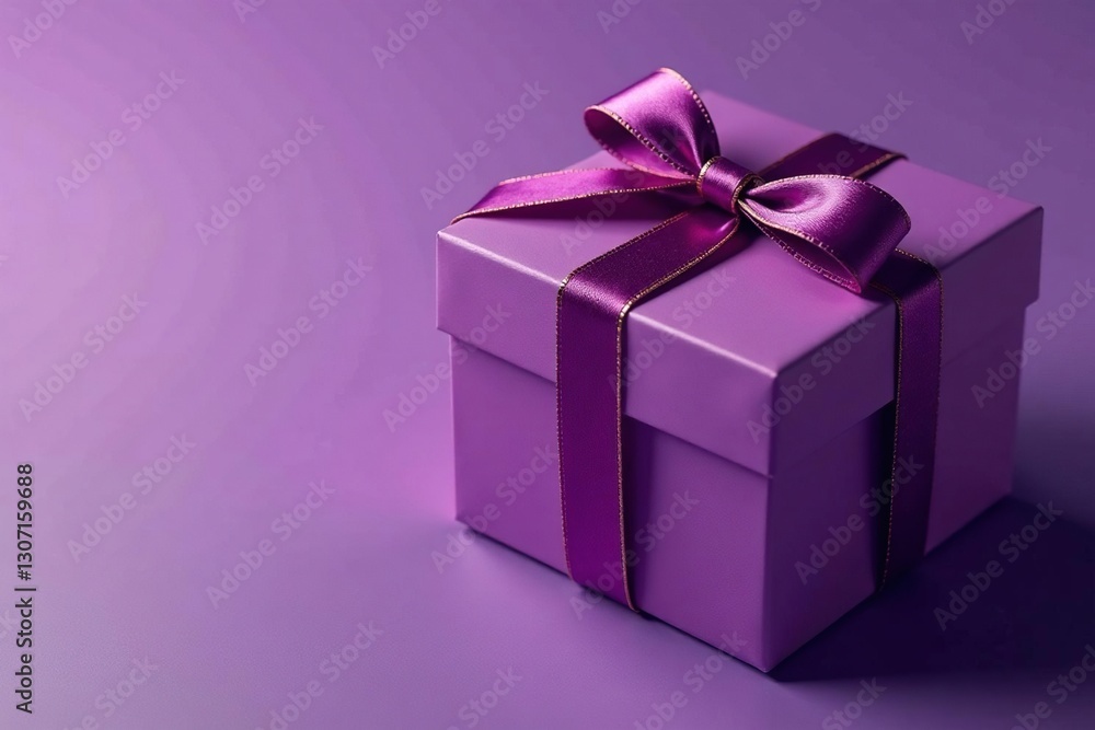 Luxurious purple gift box with gold trim and velvet ribbon, ribbon, velvet, luxury Luxurious purple gift box with gold trim and velvet ribbon, ribbon, velvet, luxury