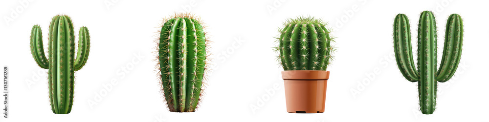 Assortment of Various Vibrant Green Cacti and Succulents in Terracotta Pots on Plain White Background Closeup of Spiky Prickly Textured Tropical Houseplants in Minimal Assortment of Various Vibrant Green Cacti and Succulents in Terracotta Pots on Plain White Background Closeup of Spiky Prickly Textured Tropical Houseplants in Minimal