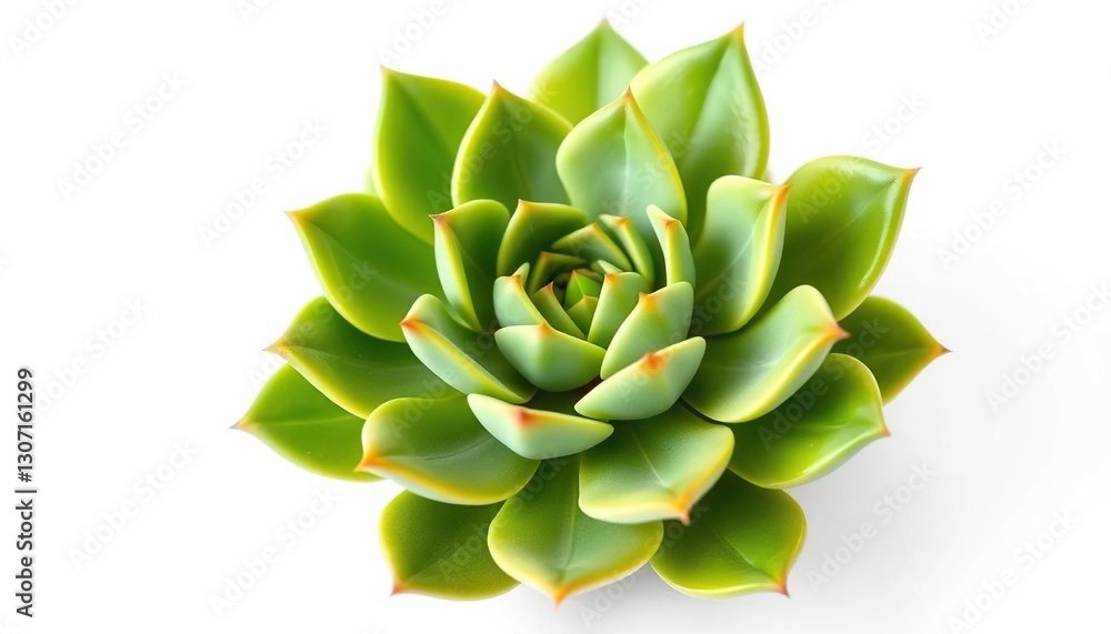 Fototapeta premium A vibrant green succulent plant, isolated on pure white, healthy, cactus