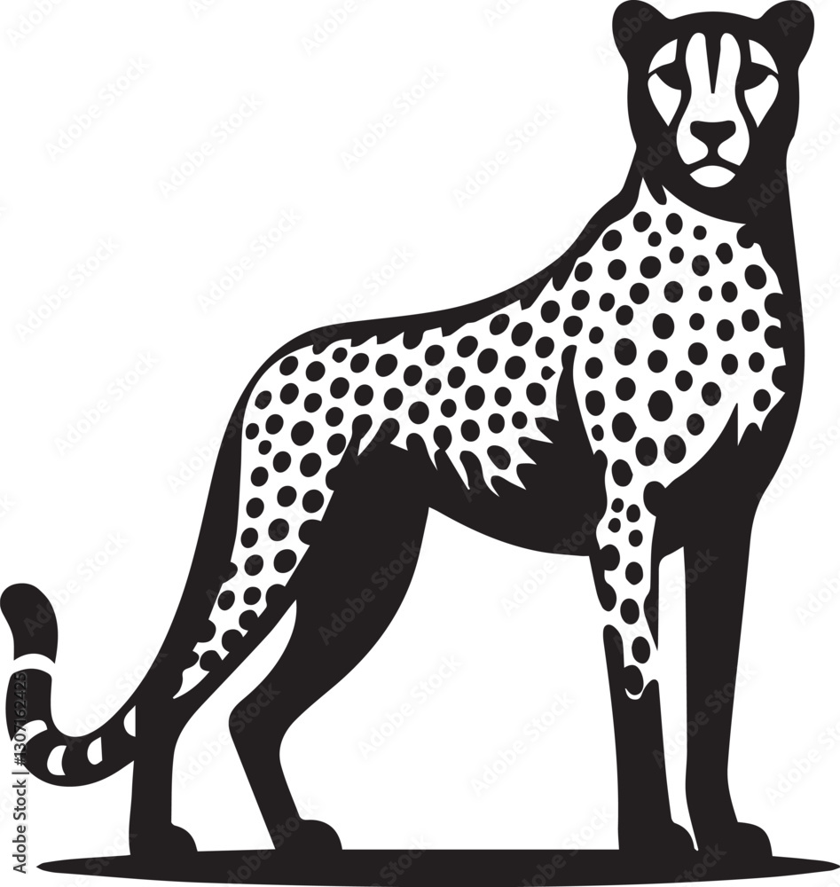 Fototapeta premium vector illustration of a cheetah, cheetah silhouette vector, cheetah logo, cheetah silhouette vector black and white full body