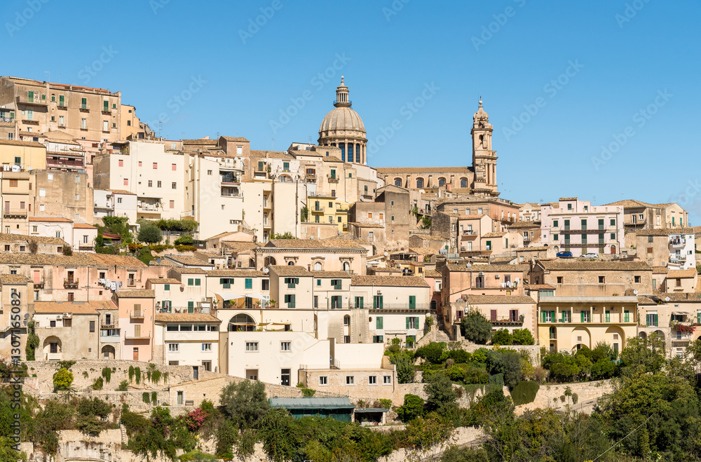 Naklejka premium A panoramic view of the Ragusa Ibla, a historic city in Eastern Sicily, Italy