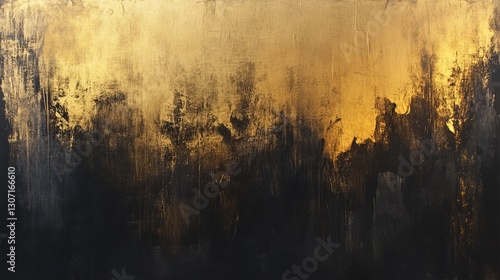 Metallic abstract texture with deep black and gold hues, softly glowing and blending, evoking a rich and elegant mood