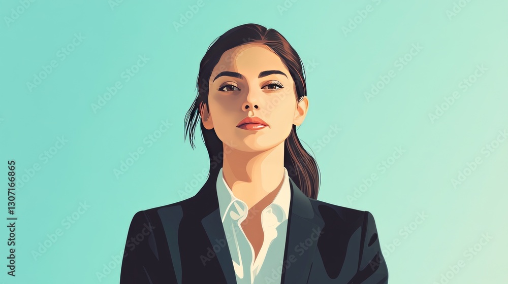 Minimalist portrait of a woman in business attire, clean lines, bold colors, modern and professional aesthetic Minimalist portrait of a woman in business attire, clean lines, bold colors, modern and professional aesthetic