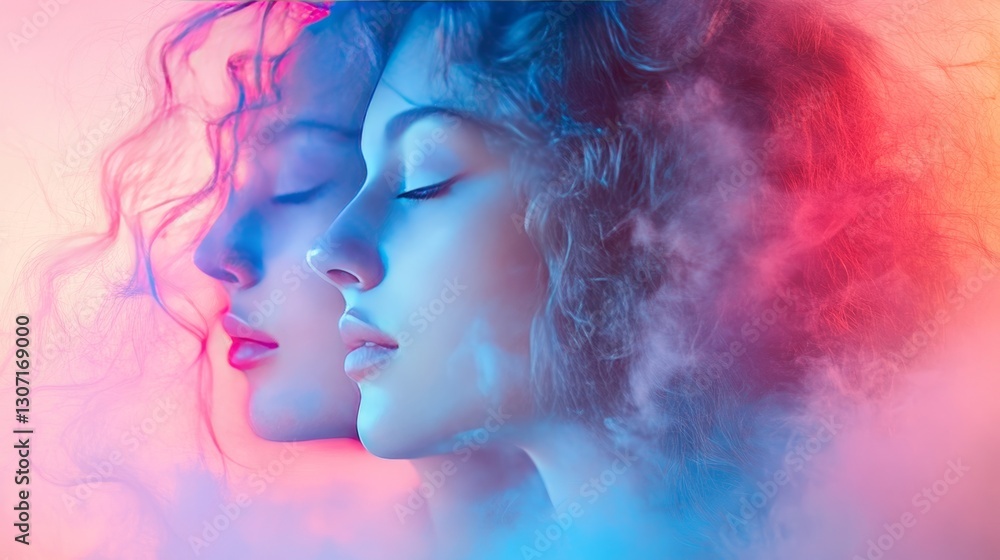 Pink and blue gradient with soft transitions, softly glowing and blending, evoking a peaceful and ethereal ambiance Pink and blue gradient with soft transitions, softly glowing and blending, evoking a peaceful and ethereal ambiance