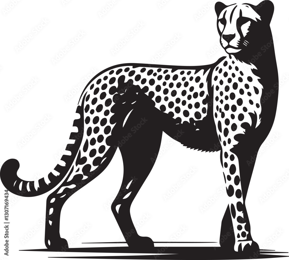 Fototapeta premium vector illustration of a cheetah, cheetah silhouette vector, cheetah logo, cheetah silhouette vector black and white full body