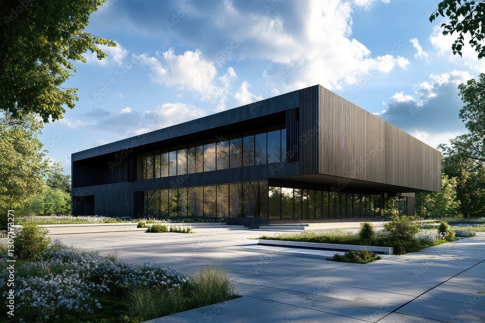 Obraz premium Modern Concrete Hall Design. AI generated illustration.