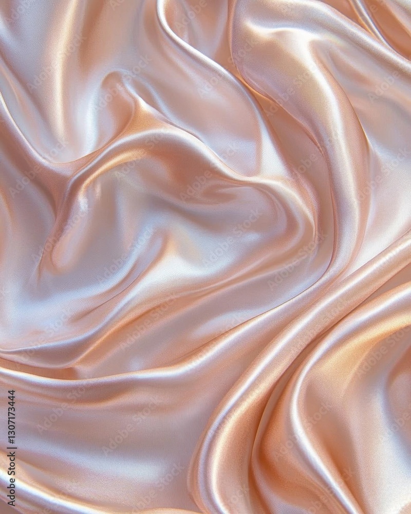 Elegant Silk Fabric Waves in Pearlescent Rose Gold Creating Luxurious Abstract Background Elegant Silk Fabric Waves in Pearlescent Rose Gold Creating Luxurious Abstract Background