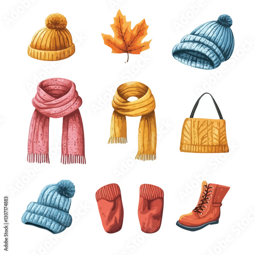Autumn apparel collection hat scarf mittens accessories warm clothing