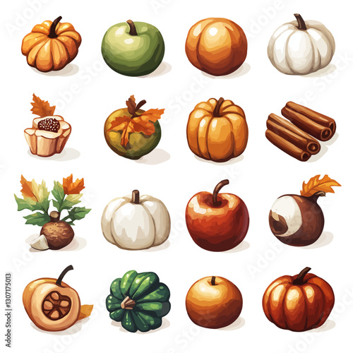 Harvest Still Life: Pumpkins, Apples, Cinnamon, Autumn Leaves, Fall Bounty
