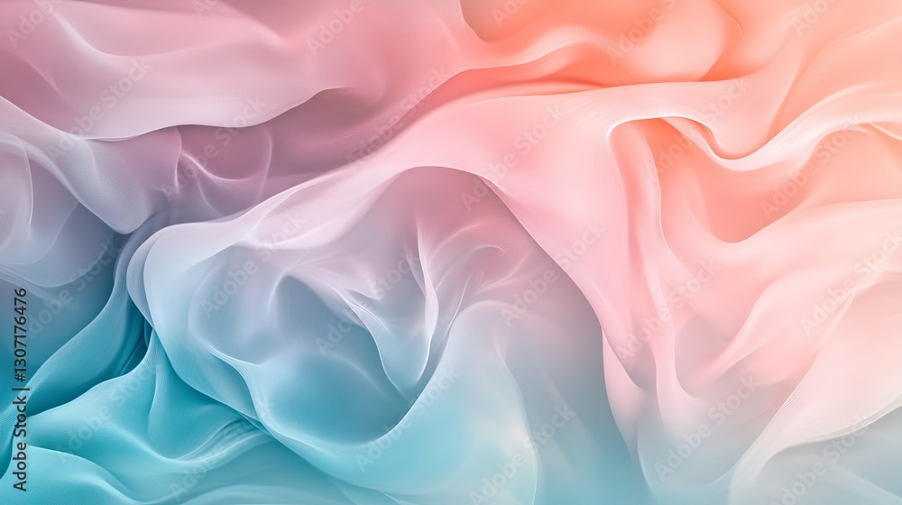 Obraz premium Smooth pink and teal abstract gradient, softly glowing with blurred edges, evoking a calm and dreamy aesthetic
