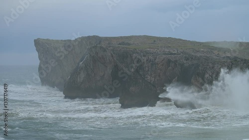 Wallpaper Mural Powerful Storm Wild Waves on the Cantabrian Sea, Asturias Coast, Spain Torontodigital.ca