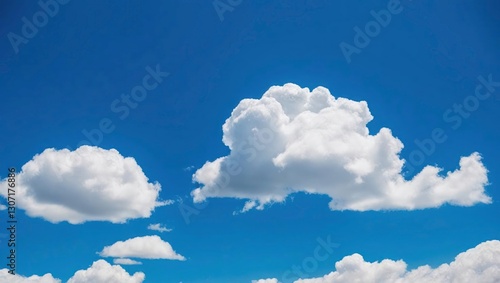 Blue sky with scattered white cumulus clouds