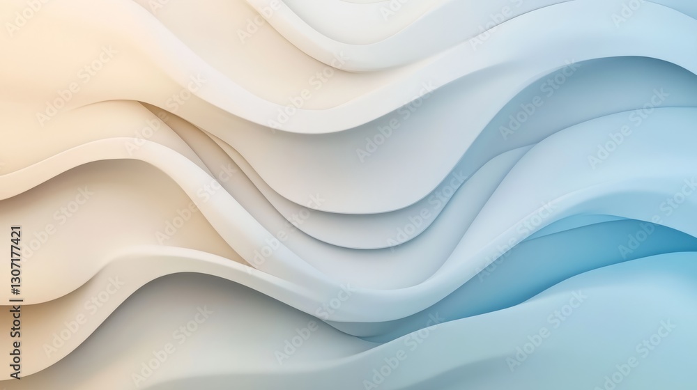 Obraz premium Soft abstract gradient with light beige and blue hues, gently blending, evoking a calm and peaceful aesthetic