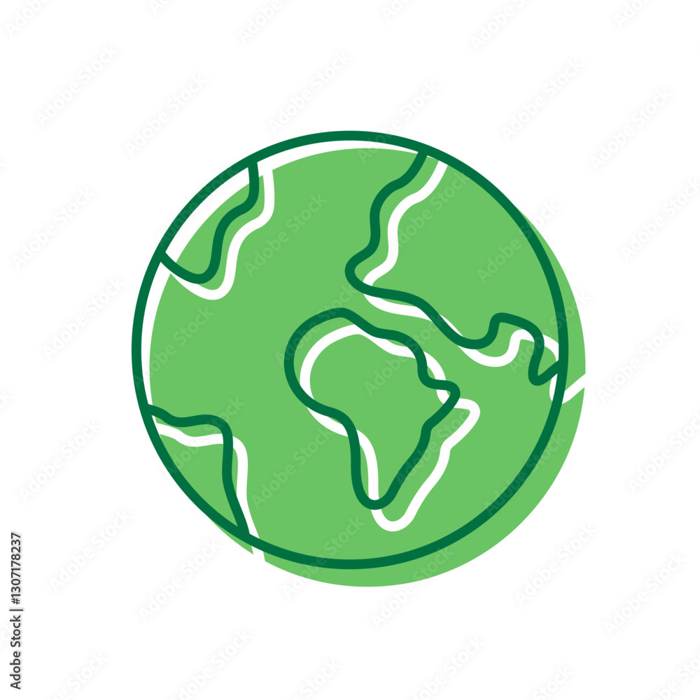 Green Ecology Planet Icon. Eco Green Global Pictogram. World Icon. Environmental Conservation. Editable Stroke. Isolated Vector Illustration Green Ecology Planet Icon. Eco Green Global Pictogram. World Icon. Environmental Conservation. Editable Stroke. Isolated Vector Illustration